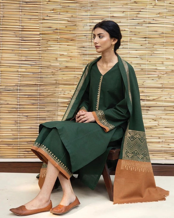 Embroided Dhanak 3PC D#34