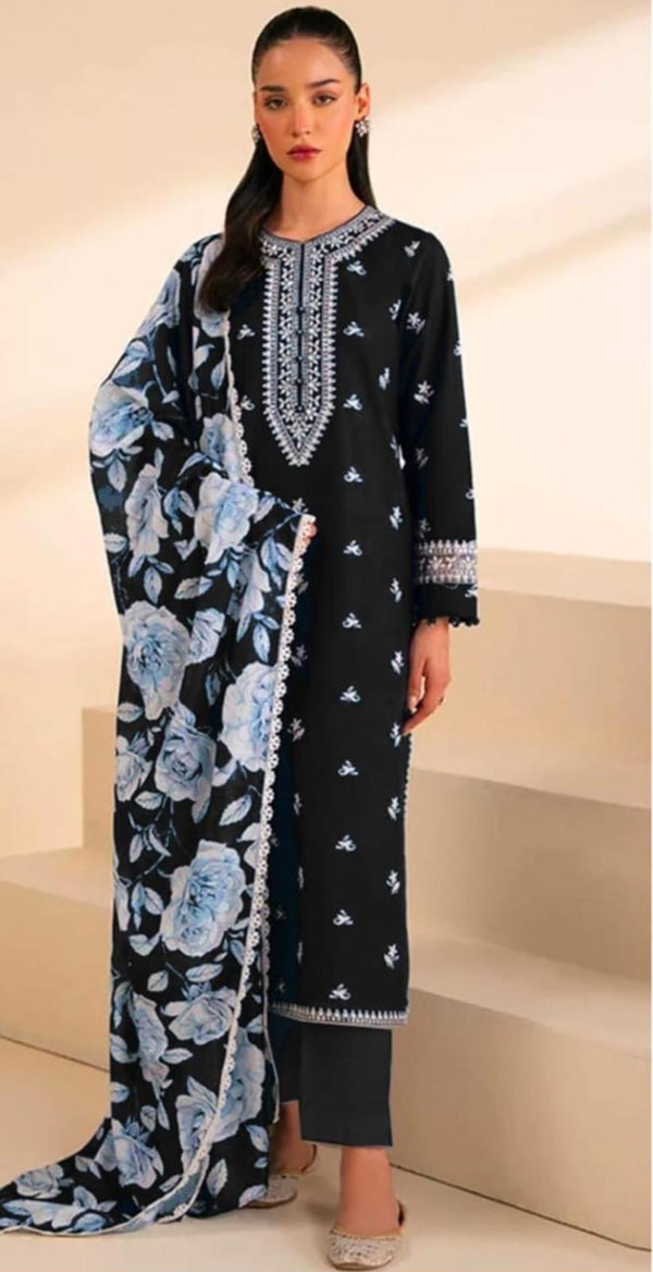 Embroided Dhanak 3PC D#43