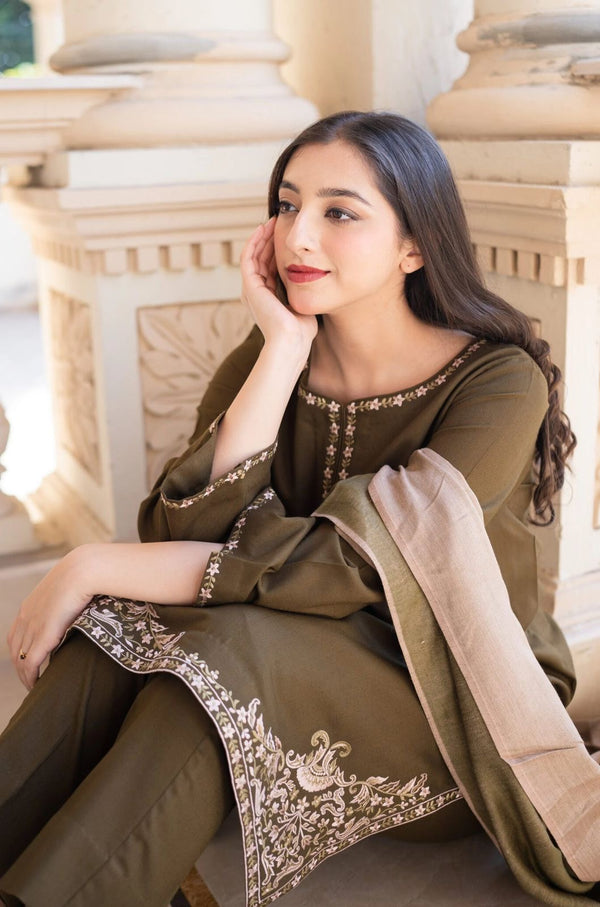 Embroided Dhanak 3PC D#39