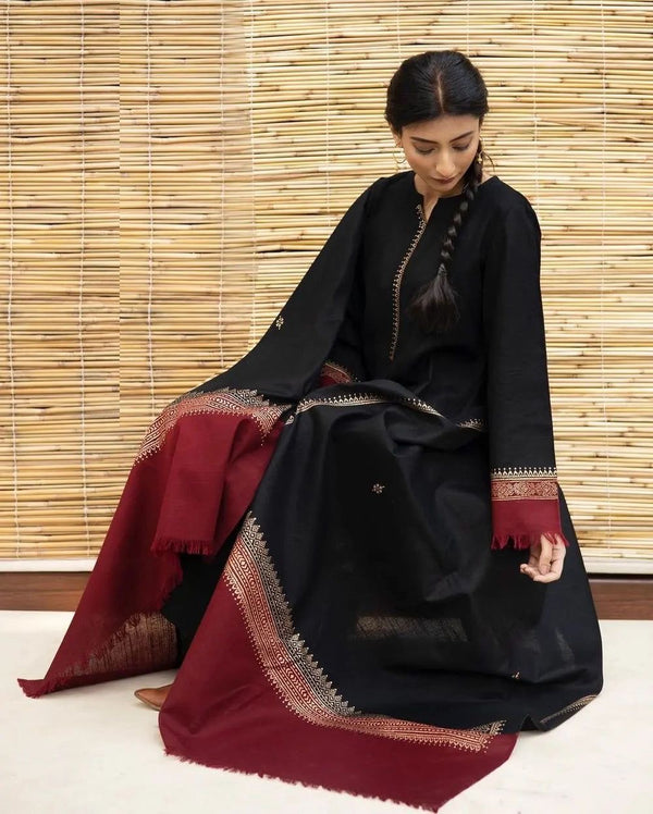 Embroided Dhanak 3PC D#35