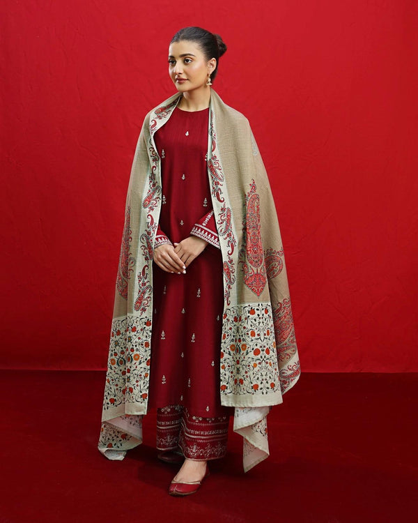 Embroided Dhanak 3PC D#18