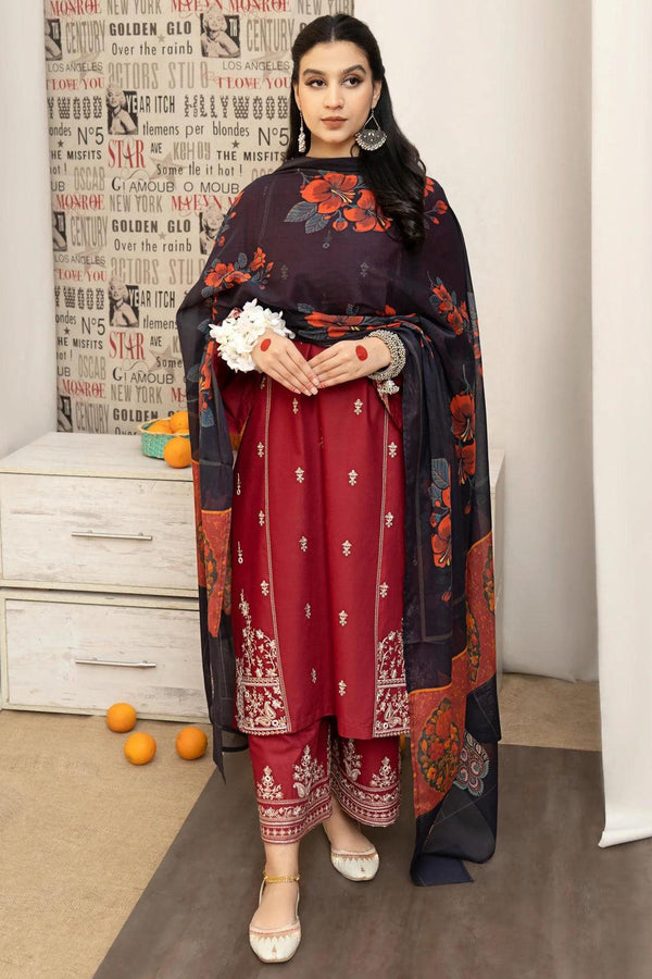 Embroided Lawn 3PC D#16