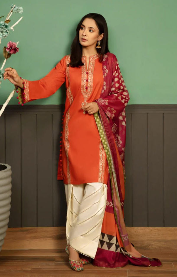 Embroided Dhanak 3PC D#26