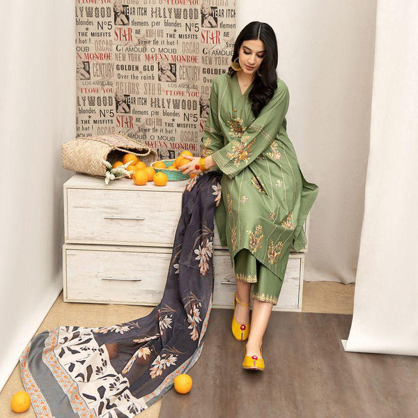 Embroided Lawn 3PC D#1