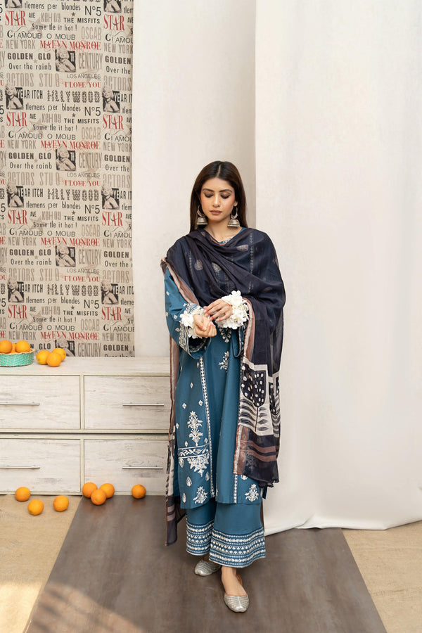 Embroided Lawn 3PC D#9